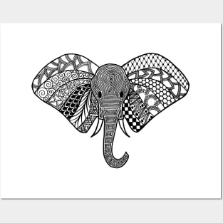 Zentangle Elephant Posters and Art